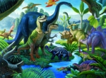 Пазл (Puzzle) "Динозавры у воды" - 100 деталей